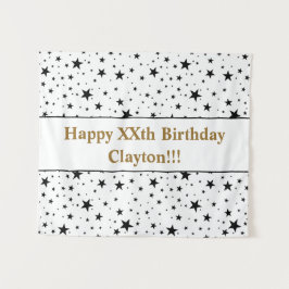 Zwarte sterren met bericht op zaterdag wandkleed