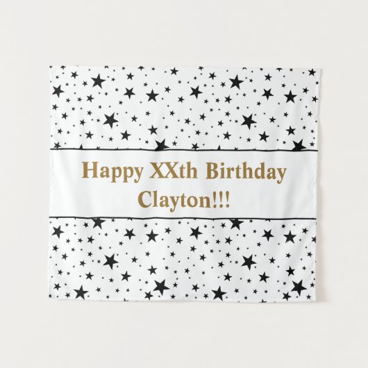 Zwarte sterren met bericht op zaterdag wandkleed (Voorkant (horizontaal))