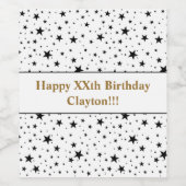 Zwarte sterren met bericht op zaterdag wijn etiket (Enkel label)