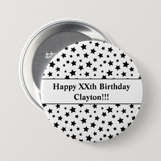 Zwarte sterren met Berichtendag Button (Voorkant /achterkant)