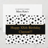 Zwarte sterren met Berichtenfeest Kaart (Voorkant / Achterkant)