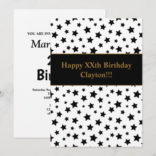 Zwarte sterren met Berichtenfeest Kaart (Voorkant / Achterkant)