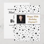 Zwarte sterren met berichtfoto op zaterdag kaart (Voorkant / Achterkant)