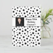 Zwarte sterren met berichtfoto van Birthday Party Kaart (Staand voorkant)