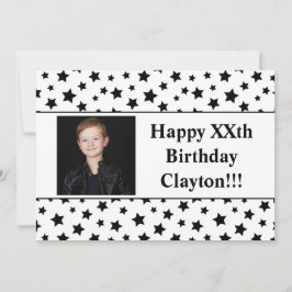 Zwarte sterren met berichtfoto van Birthday Party Kaart