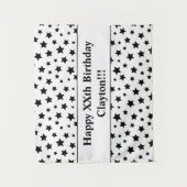 Zwarte sterren met berichtgevingsterendaagse tapij wandkleed (Voorkant)