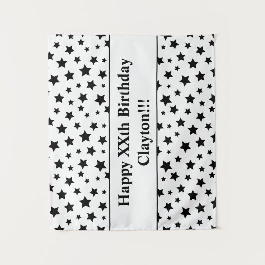 Zwarte sterren met berichtgevingsterendaagse tapij wandkleed (Voorkant)