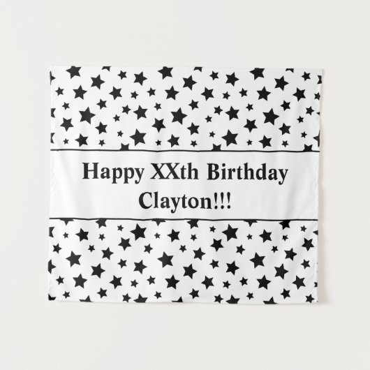 Zwarte sterren met berichtgevingsterendaagse tapij wandkleed (Voorkant (horizontaal))