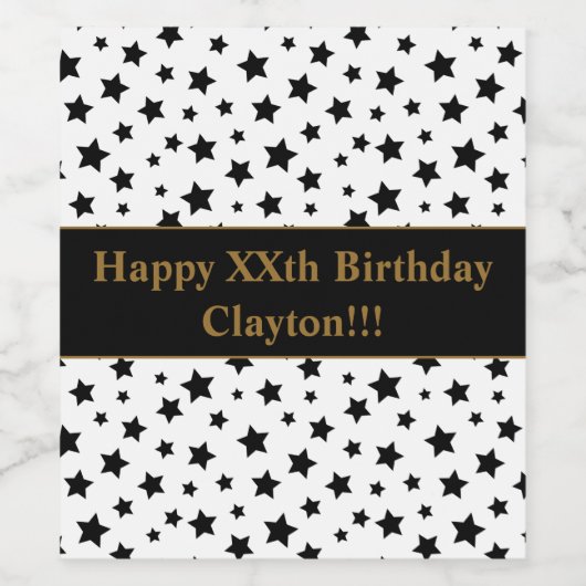 Zwarte sterren met label voor afgelopen zondag wijn etiket (Enkel label)