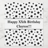 Zwarte sterren met label voor afgelopen zondag wijn etiket (Enkel label)