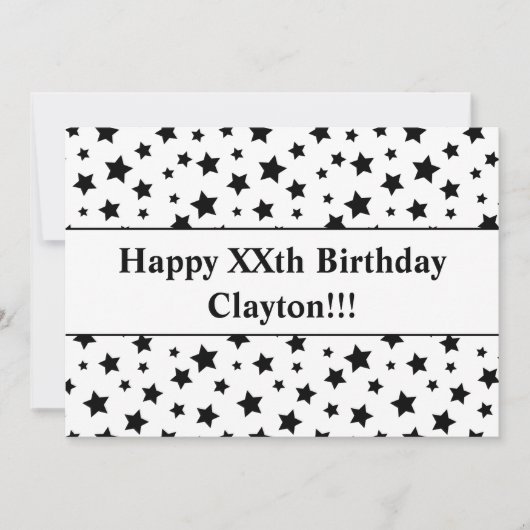 Zwarte sterren met uitnodiging voor een bericht op (Voorkant)