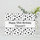 Zwarte sterren met uitnodiging voor een bericht op (Staand voorkant)