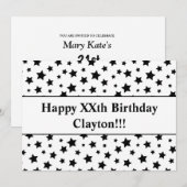 Zwarte sterren met uitnodiging voor een bericht op (Voorkant / Achterkant)