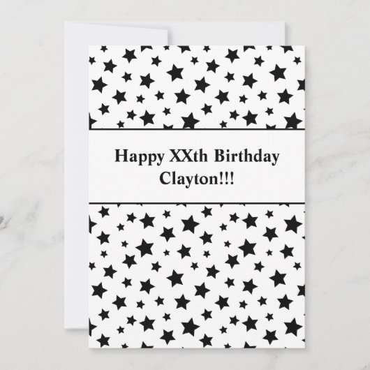 Zwarte sterren met uitnodiging voor een feestdag (Voorkant)