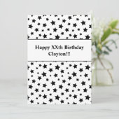 Zwarte sterren met uitnodiging voor een feestdag (Staand voorkant)