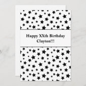 Zwarte sterren met uitnodiging voor een feestdag (Voorkant / Achterkant)