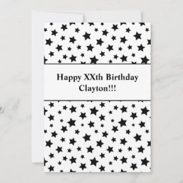 Zwarte sterren met uitnodiging voor een feestdag