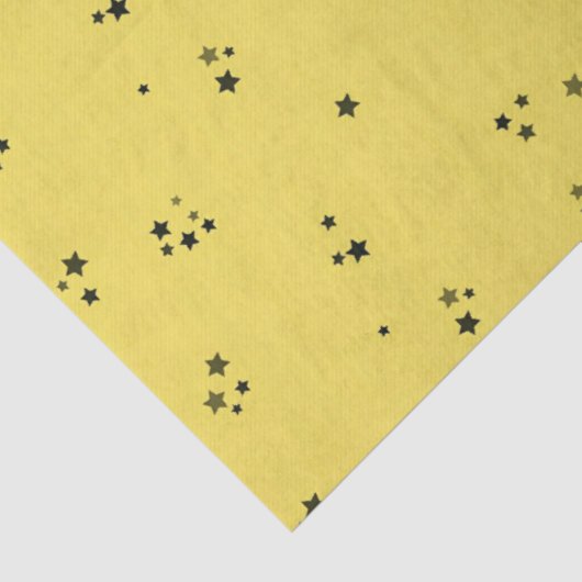 Zwarte sterren op geel tissuepapier (Detail)