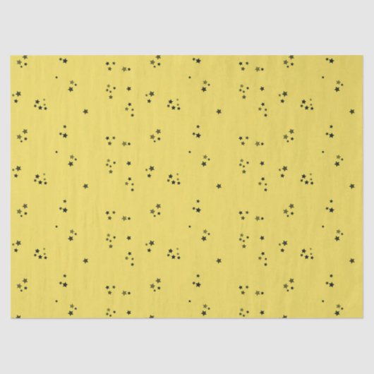 Zwarte sterren op geel tissuepapier (Voorkant)