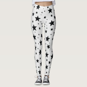 Zwarte sterren op witte achtergrond leggings