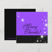 Zwarte sterren Quinceañera Veel Bedankt briefkaart (Voorkant / Achterkant)