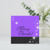 Zwarte sterren Quinceañera Veel Bedankt briefkaart (Staand voorkant)