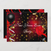 Zwarte sterren van het nieuwjaar Eve Celebrate Par Kaart (Voorkant / Achterkant)