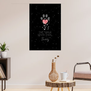 Zwarte Sterrenlicht Roze Hart Pootafdruk Hond Gede Poster