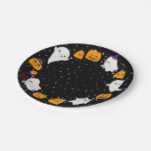 Zwarte Sterrennacht met Ghosts Halloween Papieren Bordje (Gekanteld)