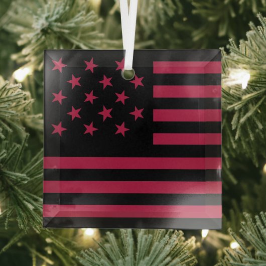 Zwarte stervormige Amerikaanse vlag Glas Ornament (Insitu)