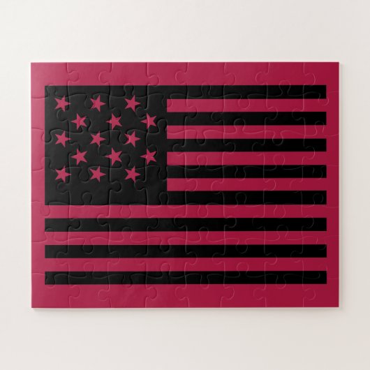 Zwarte stervormige Amerikaanse vlag Legpuzzel (Horizontaal)