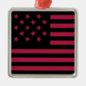 Zwarte stervormige Amerikaanse vlag Metalen Ornament (Voorkant)