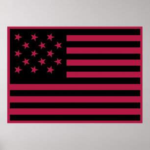 Zwarte stervormige Amerikaanse vlag Poster