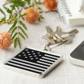 Zwarte stervormige Amerikaanse vlag Sleutelhanger (Zijkant)