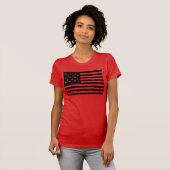 Zwarte stervormige Amerikaanse vlag T-shirt (Voorkant volledig)