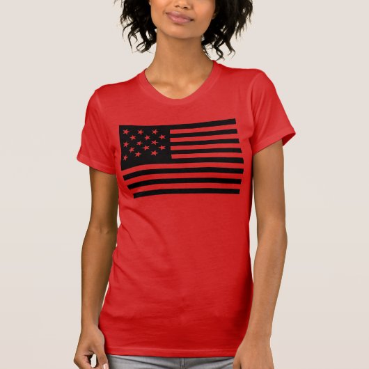 Zwarte stervormige Amerikaanse vlag T-shirt (Voorkant)