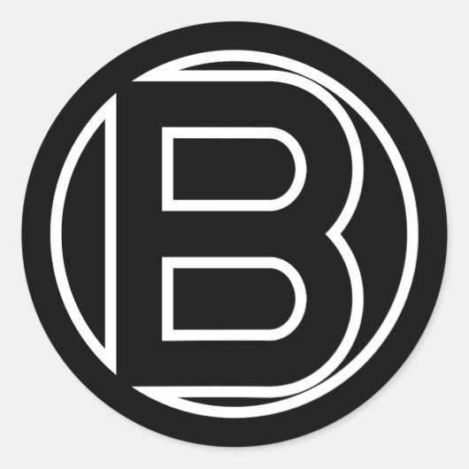 Zwarte sticker Cirkel letter B (Voorkant)