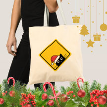 Zwarte Stiekeme Kerstman Kat Amerikaanse Waarschuw