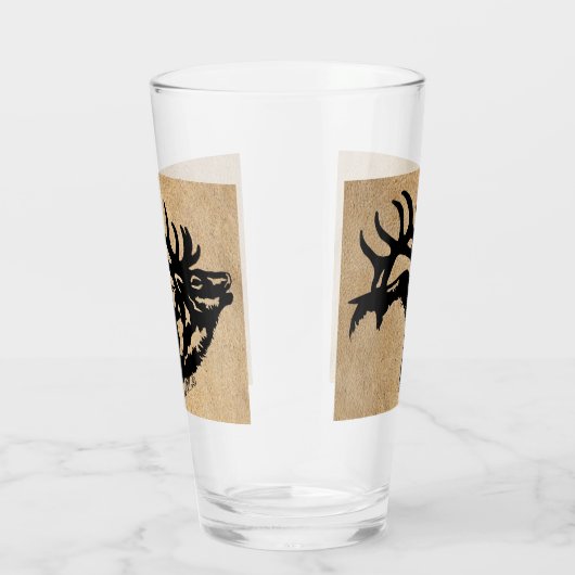 Zwarte stier Elk op taanlederen glas (Rechts)