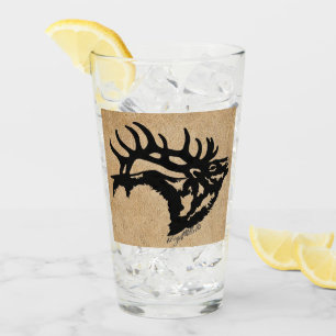 Zwarte stier Elk op taanlederen glas