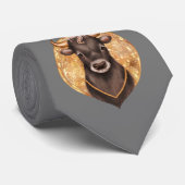 Zwarte stier op goud, schattige stier 2021, jaar v stropdas (Opgerold)