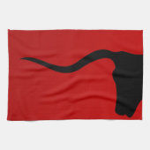 Zwarte stier op rood theedoek (Horizontaal)