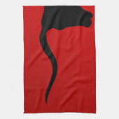 Zwarte stier op rood theedoek (Verticaal)