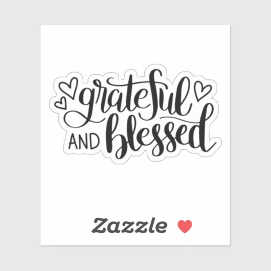 Zwarte stijl "Grateful and Blessed" Sticker (Vel)