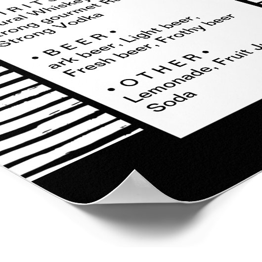Zwarte stijlvolle fancy strips. Menu Weddenbalk Poster (Hoek)