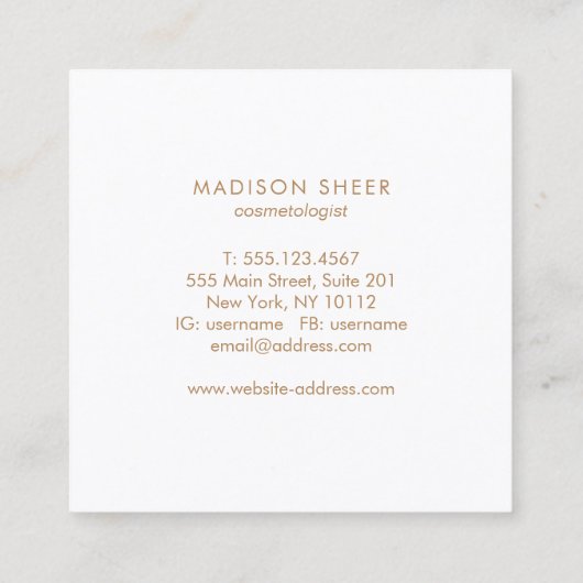 Zwarte stijlvolle goudveer vierkante visitekaartje (Achterkant)