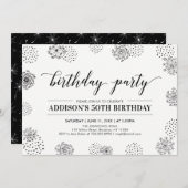 Zwarte stijlvolle moderne 50e geboortedag voor vol kaart (Voorkant / Achterkant)