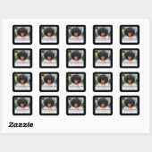 Zwarte stijlvolle vierkante foto rouwkaart sticker (Vel)