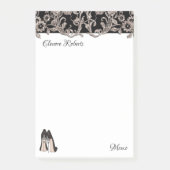 Zwarte stiletto & bloemenwervelingen post-it® notes (Voorkant)