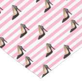 Zwarte stiletto roze streep korte tafelloper (Hoek)